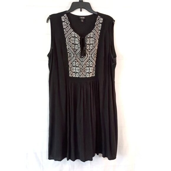 A.N.A Black Embroidered Dress XL Women’s Elegant Casual Work Party NWT - Picture 2 of 8